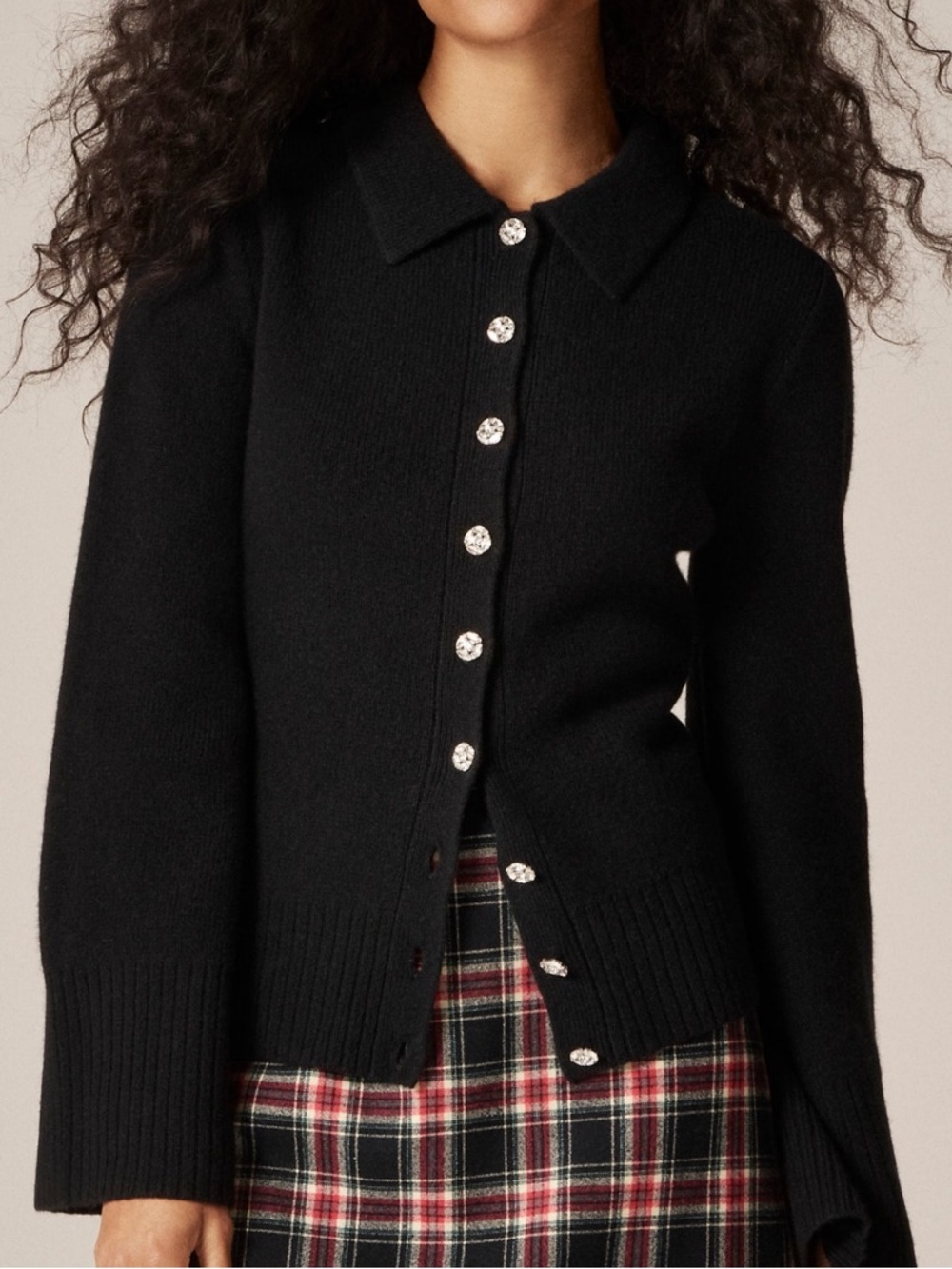 Jcrew Black Milano-Stitch Cardigan with Embellished Buttons large